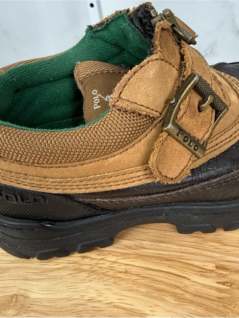 Polo Ralph Lauren Chocolate/Tan Hiking Duck Snow Boots Size 12 Kids